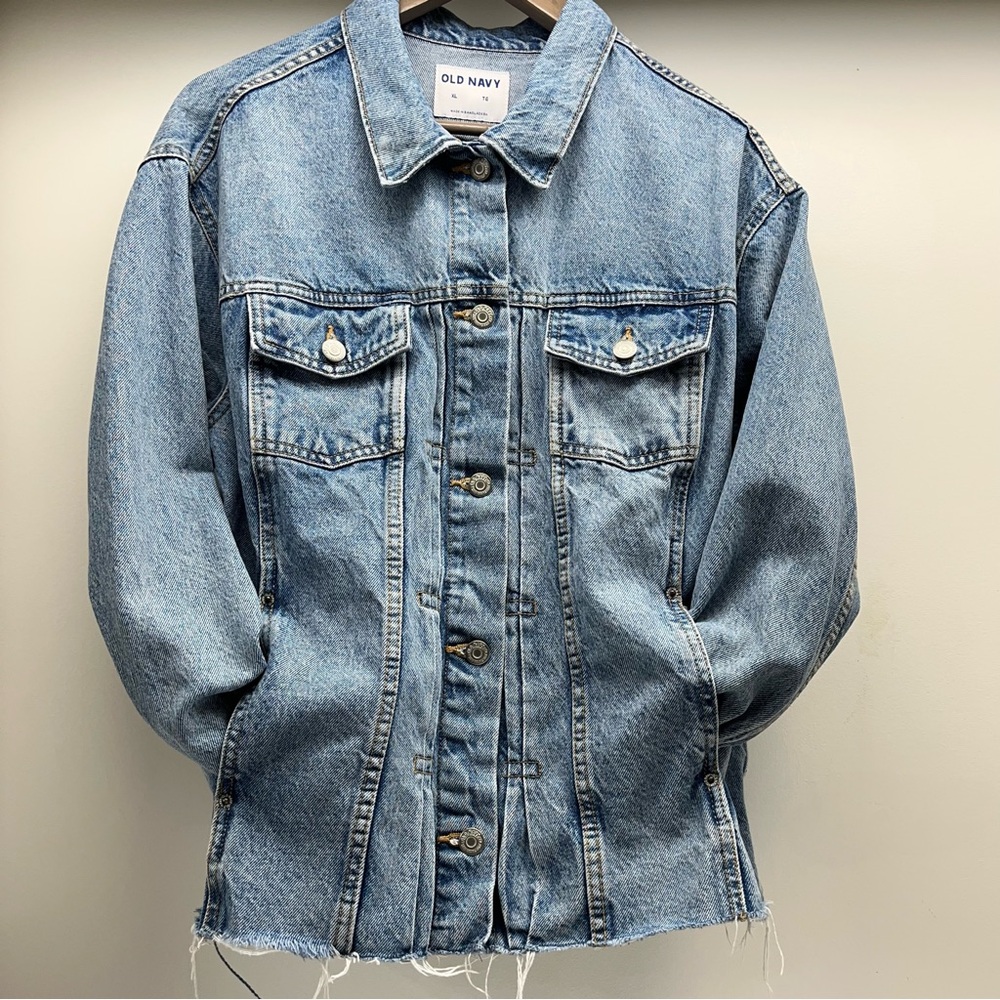 Old Navy Women’s Jean Jacket With Frayed Hem - Size XL